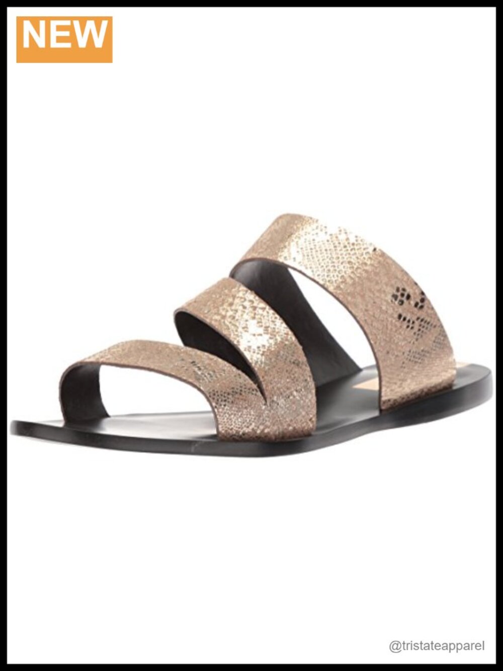 Glitter Rhinestone 3-Band Slide Sandals Slip On Outdoor